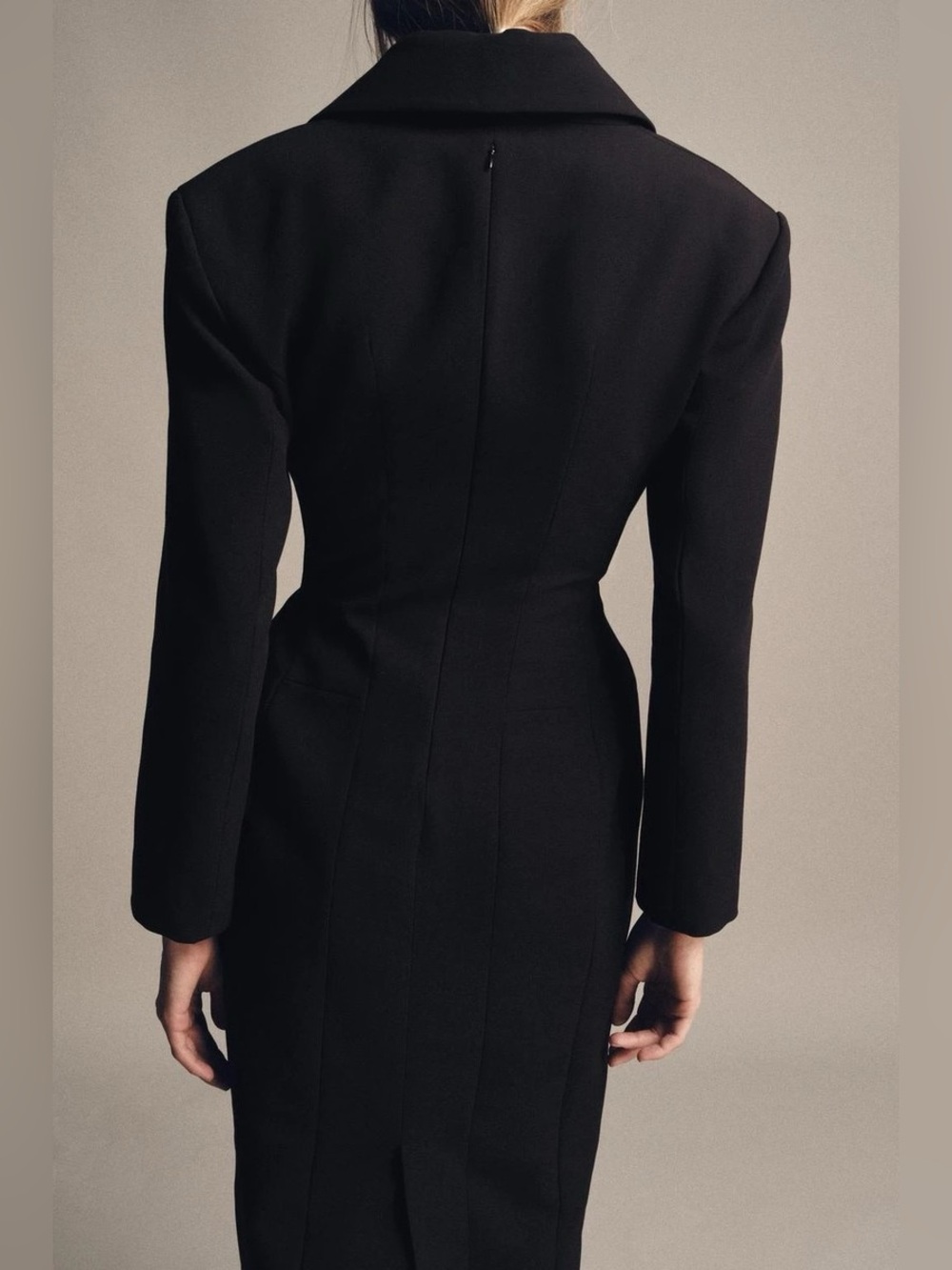 NWT. Zara ZW Collection Black Coat Dress. Size S. - Picture 8 of 14